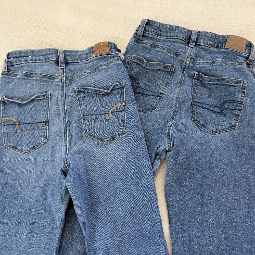 American Eagle Bundle Womens 4 High Rise Blue Denim Jeans - Picture 4 of 14